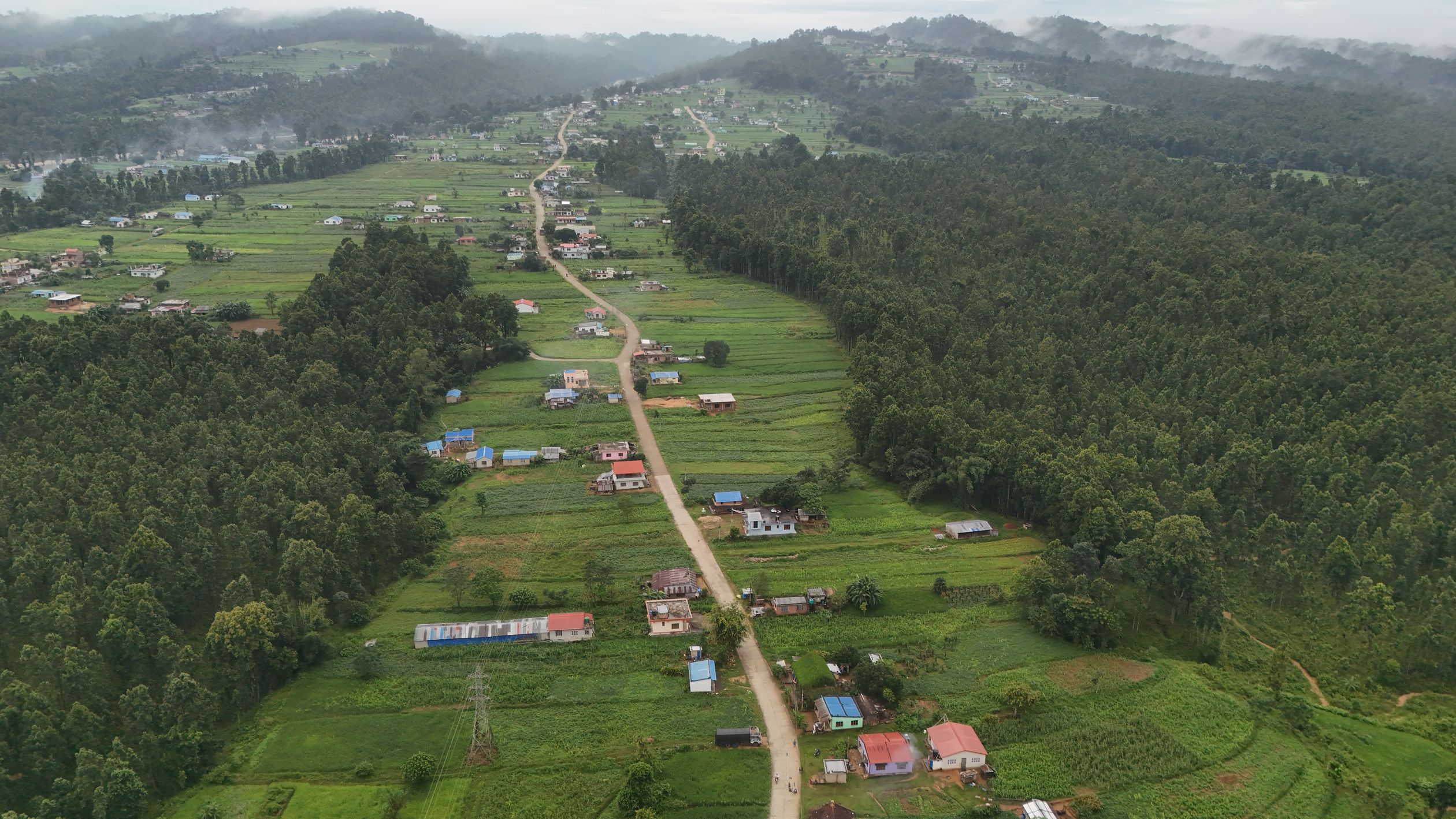 Remote Rural Valley Aerial View of Lush Green Valley in Rural Nepal · Free Stock Photo