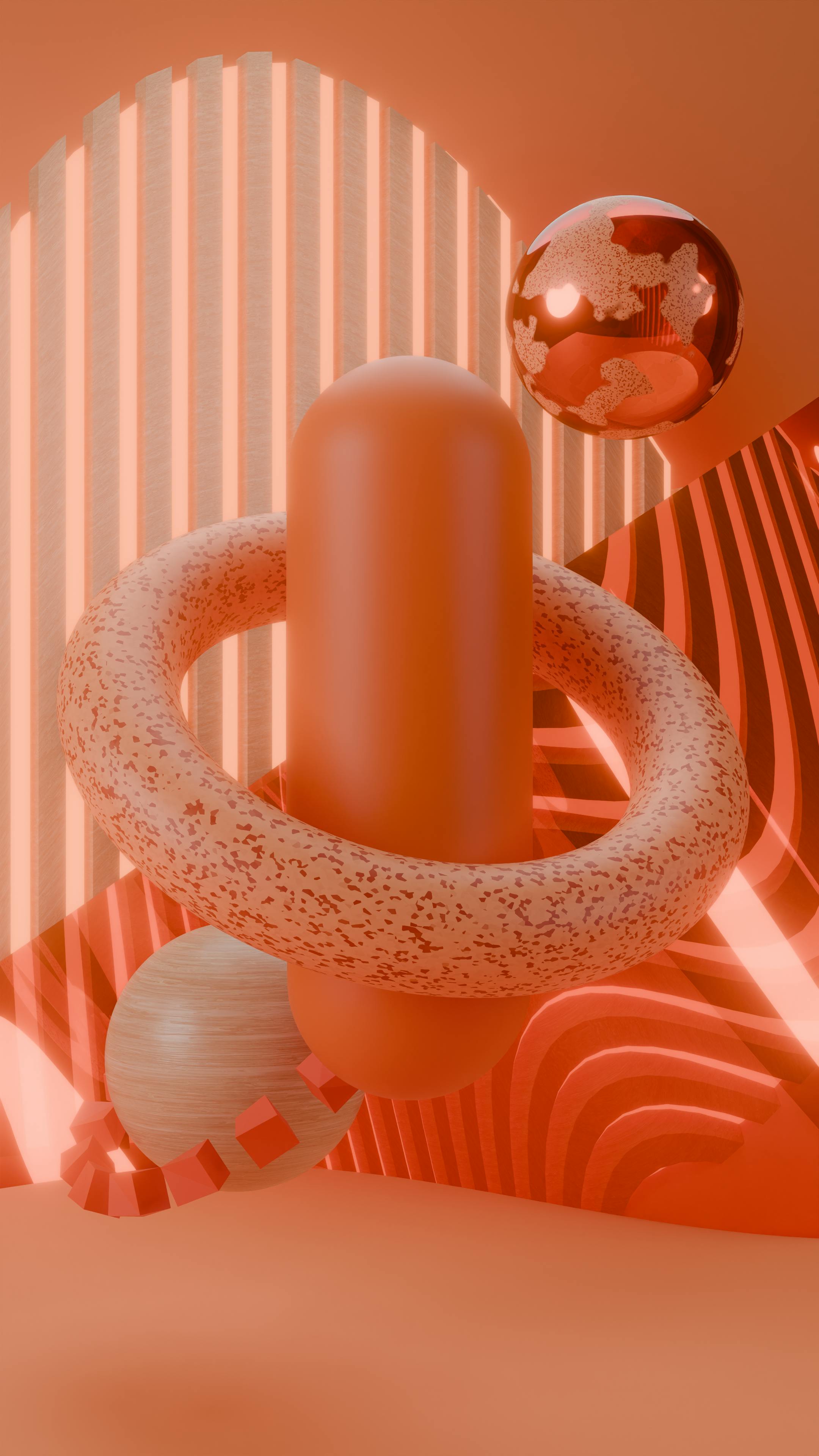 Gratuit O compoziție vizuală uimitoare de forme geometrice 3D în nuanțe vibrante de portocaliu. Fotografie de stoc