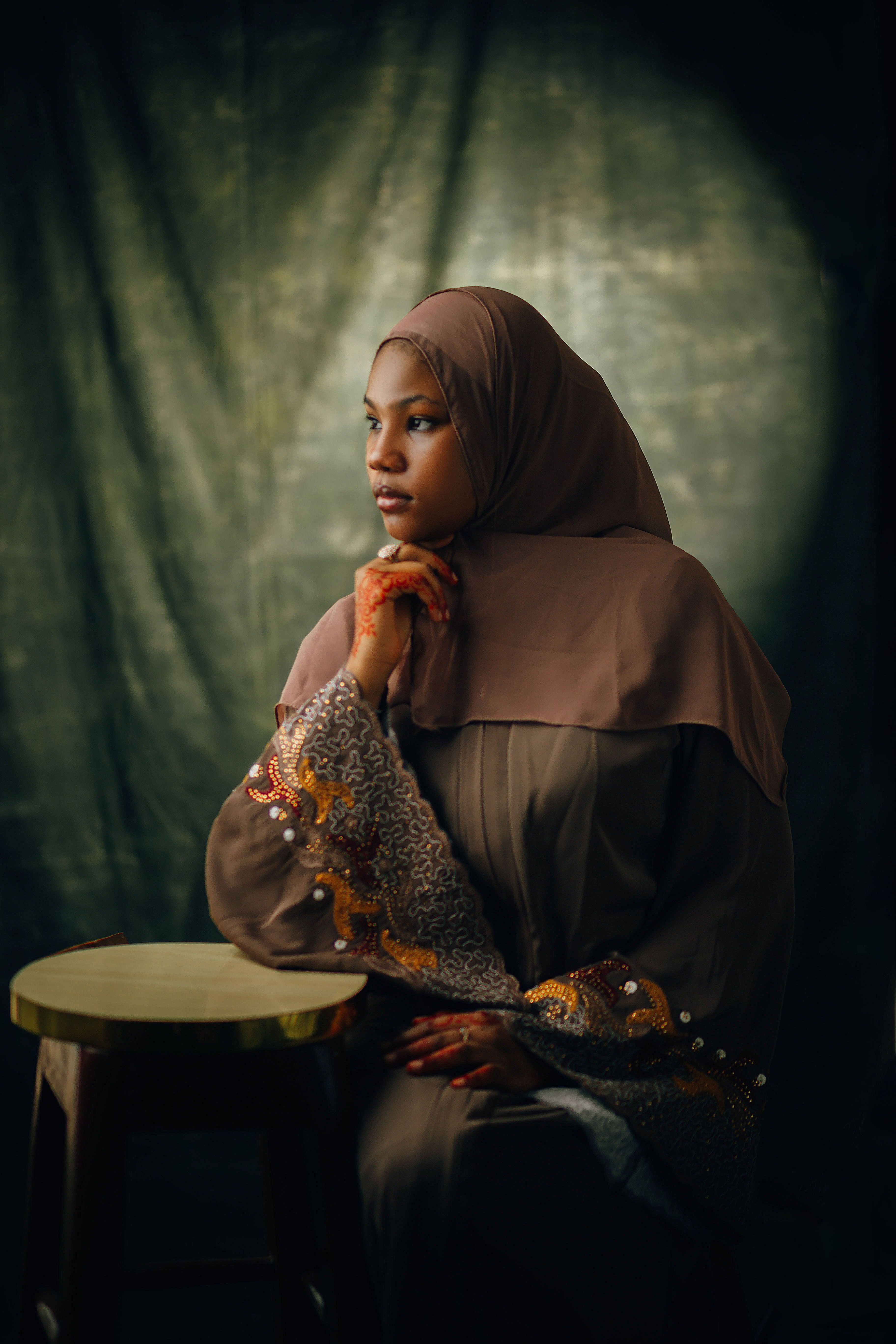 Elegant Portrait of Woman in Hijab with Artistic Lighting · Free Stock ...