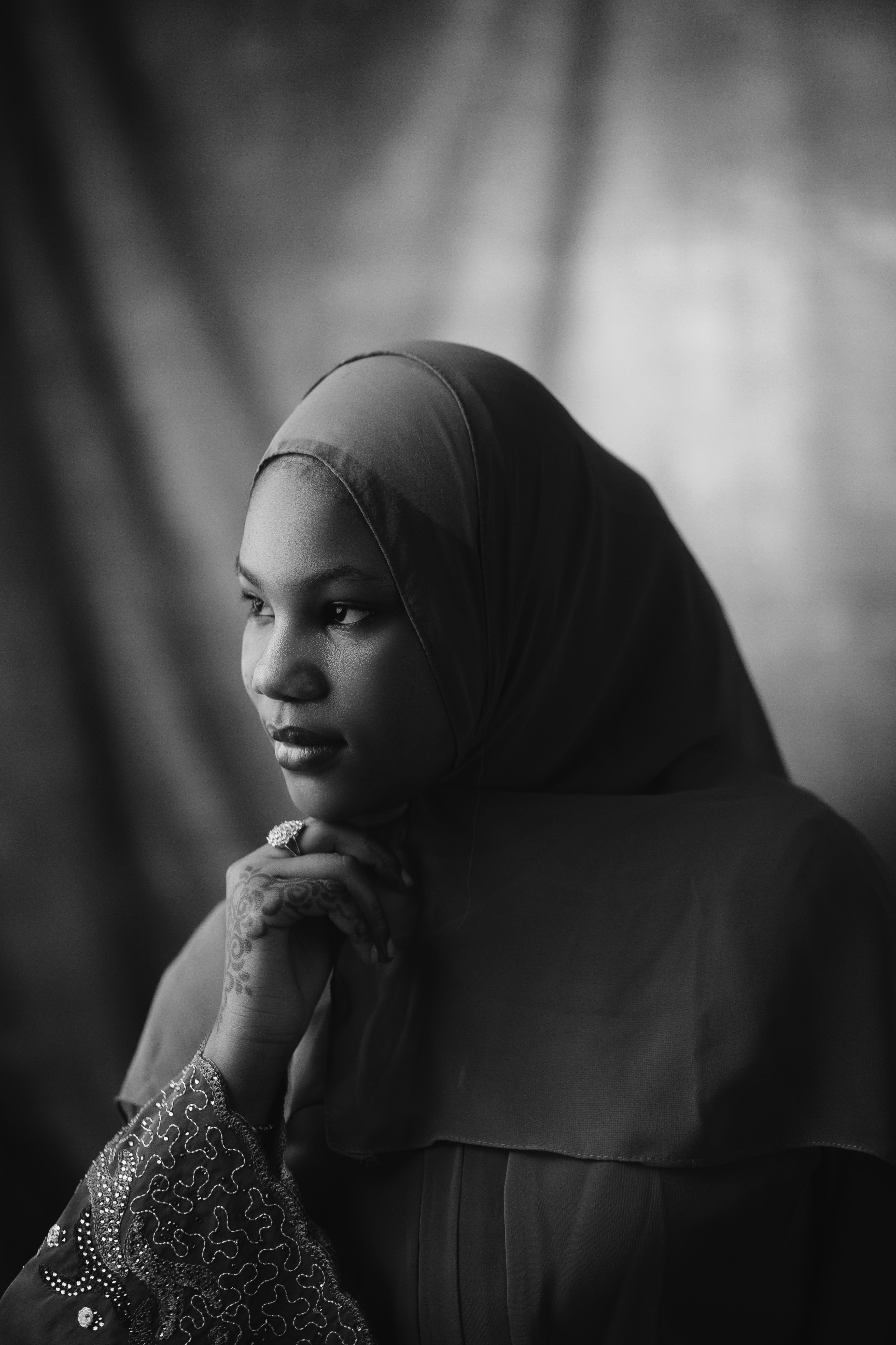 Elegant Black and White Portrait of Thoughtful Woman · Free Stock Photo