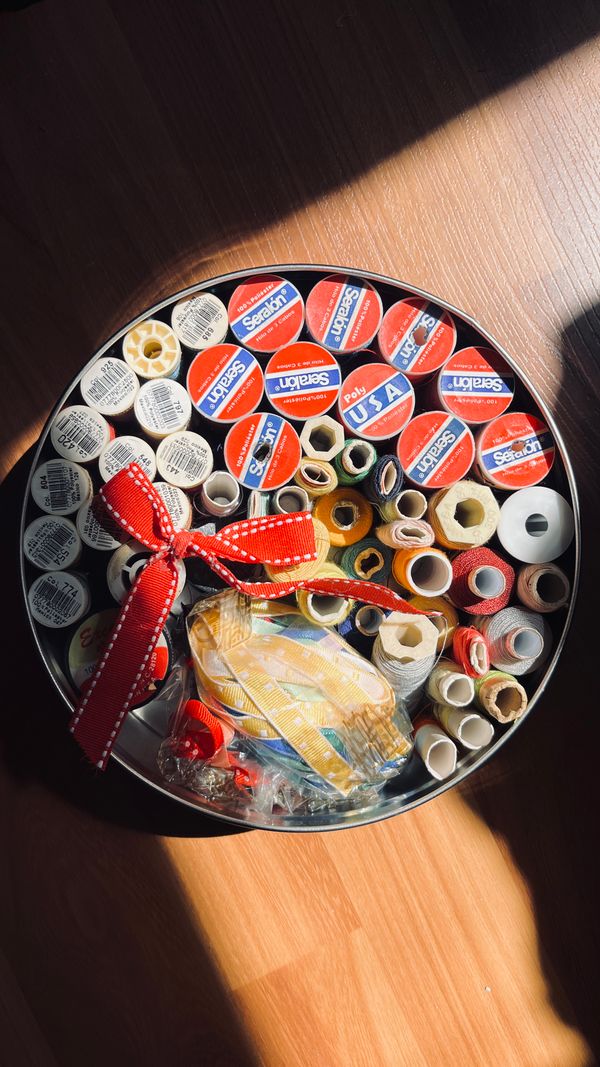 Sewing supplies on table
