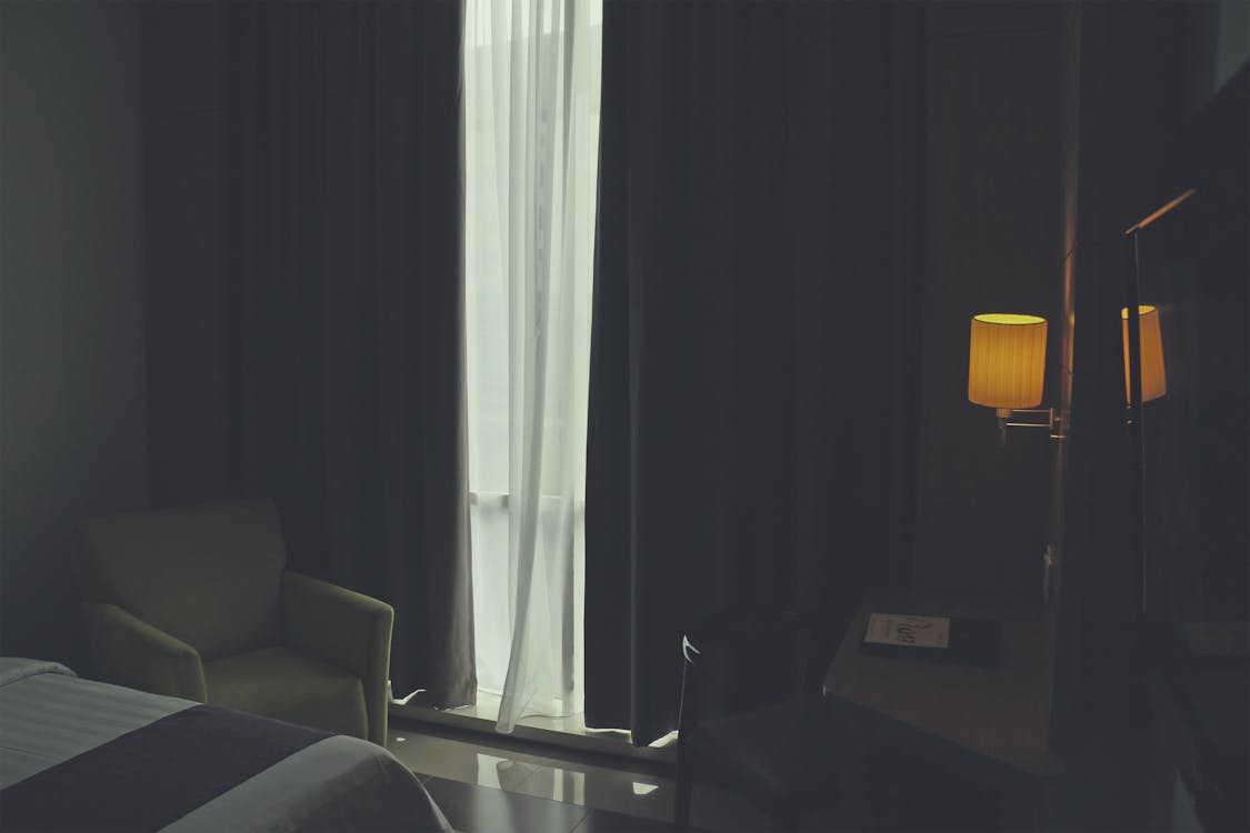 Free stock photo of apartment, bed, curtain Stock Photo