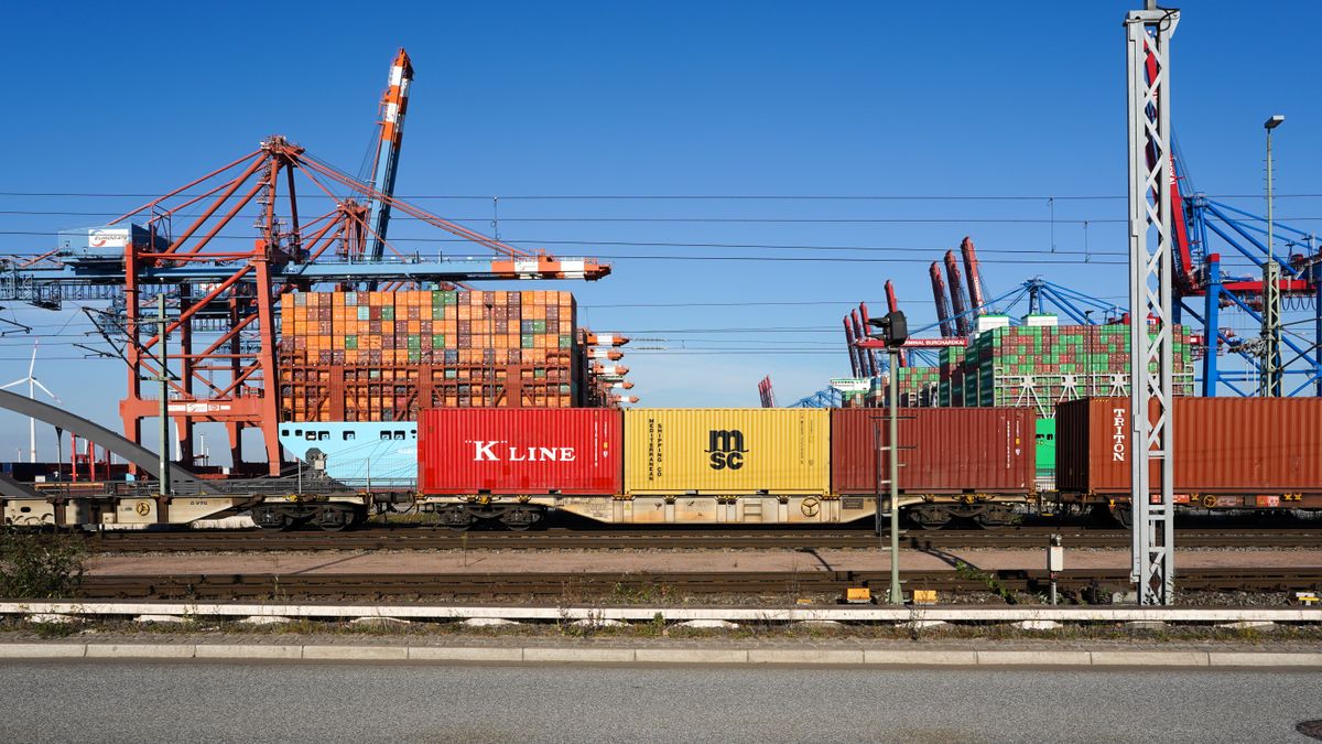 Shipping containers and cranes at an international port