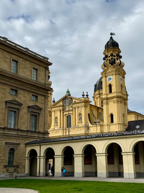 Free Elegant architecture of Theatine Church with a cloudy sky in Munich, Germany. Stock Photo