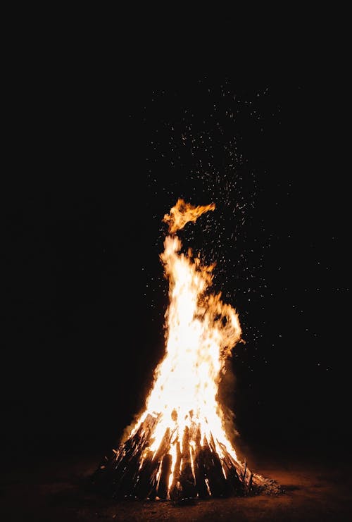 垂直拍攝, 晚上, 火堆 的 免費圖庫相片