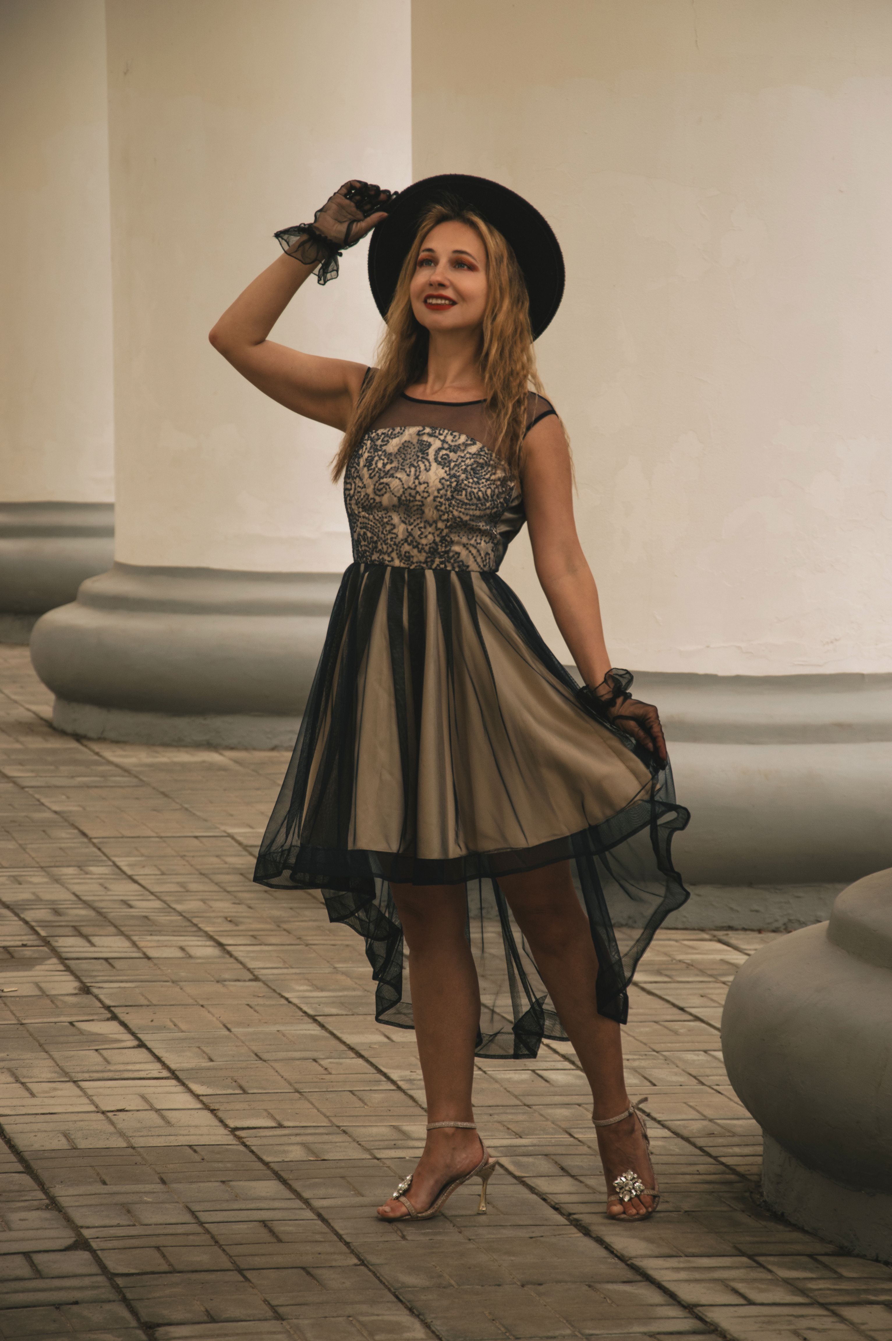 elegant black dress with hat Elegant Mermaid Wedding Dresses Long Sleeves V-neck Lace Bridal Gowns, –  Musebridals main image 1