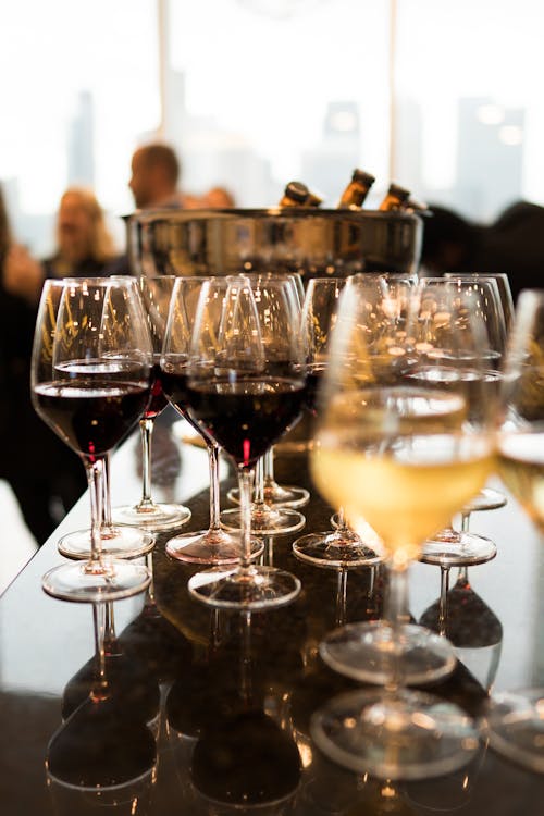 Clear Wine Glasses on the Table