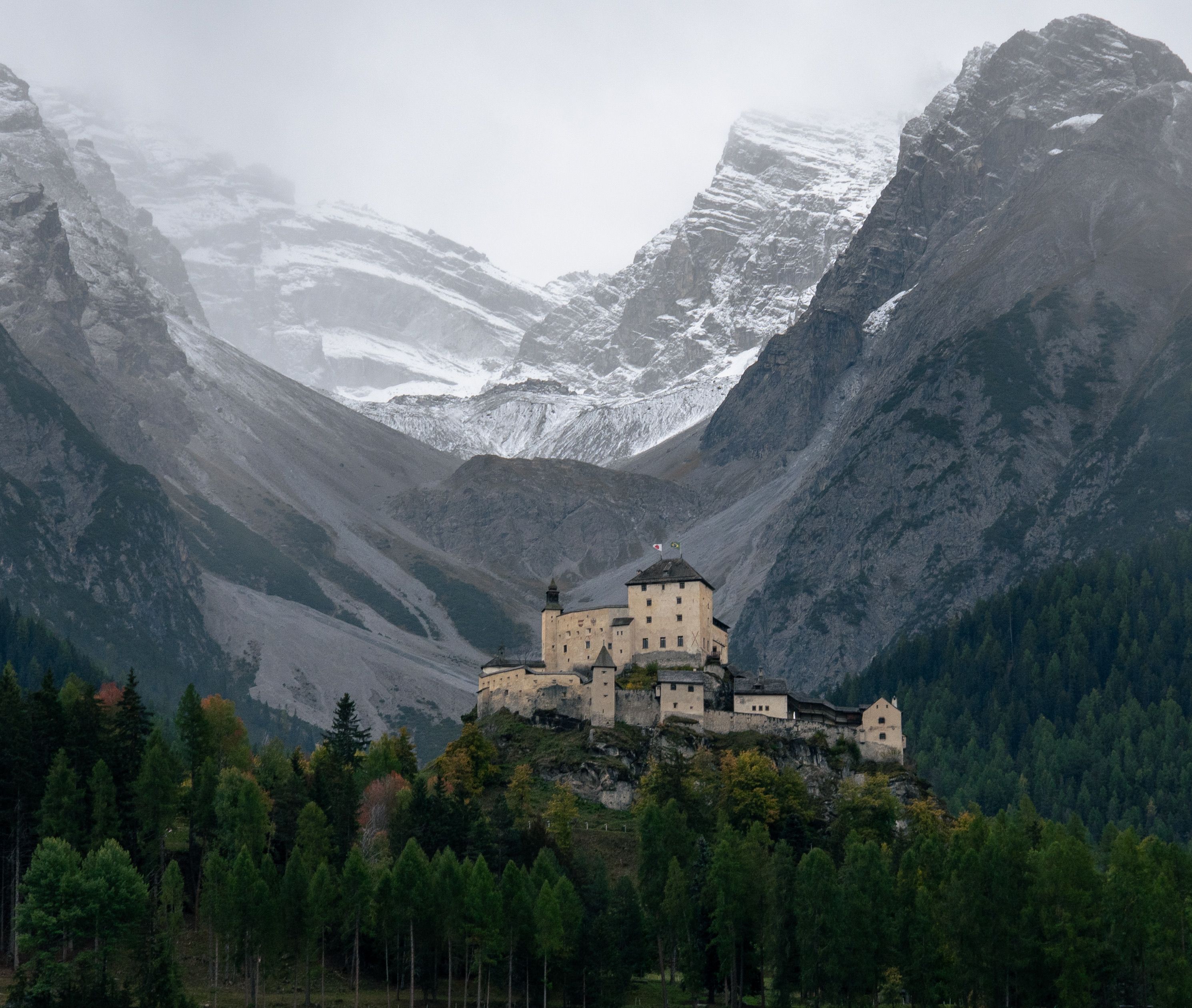 Scenic View of Tarasp Castle in Swiss Alps · Free Stock Photo