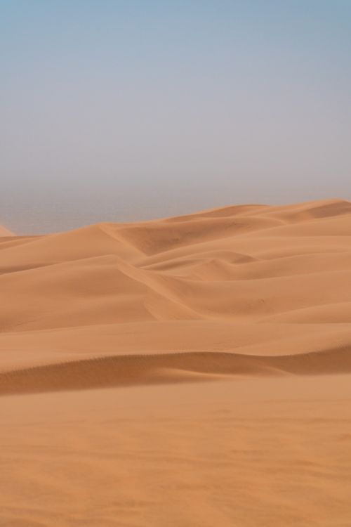 Free Captivating view of pristine sand dunes stretching under a clear blue sky. Stock Photo