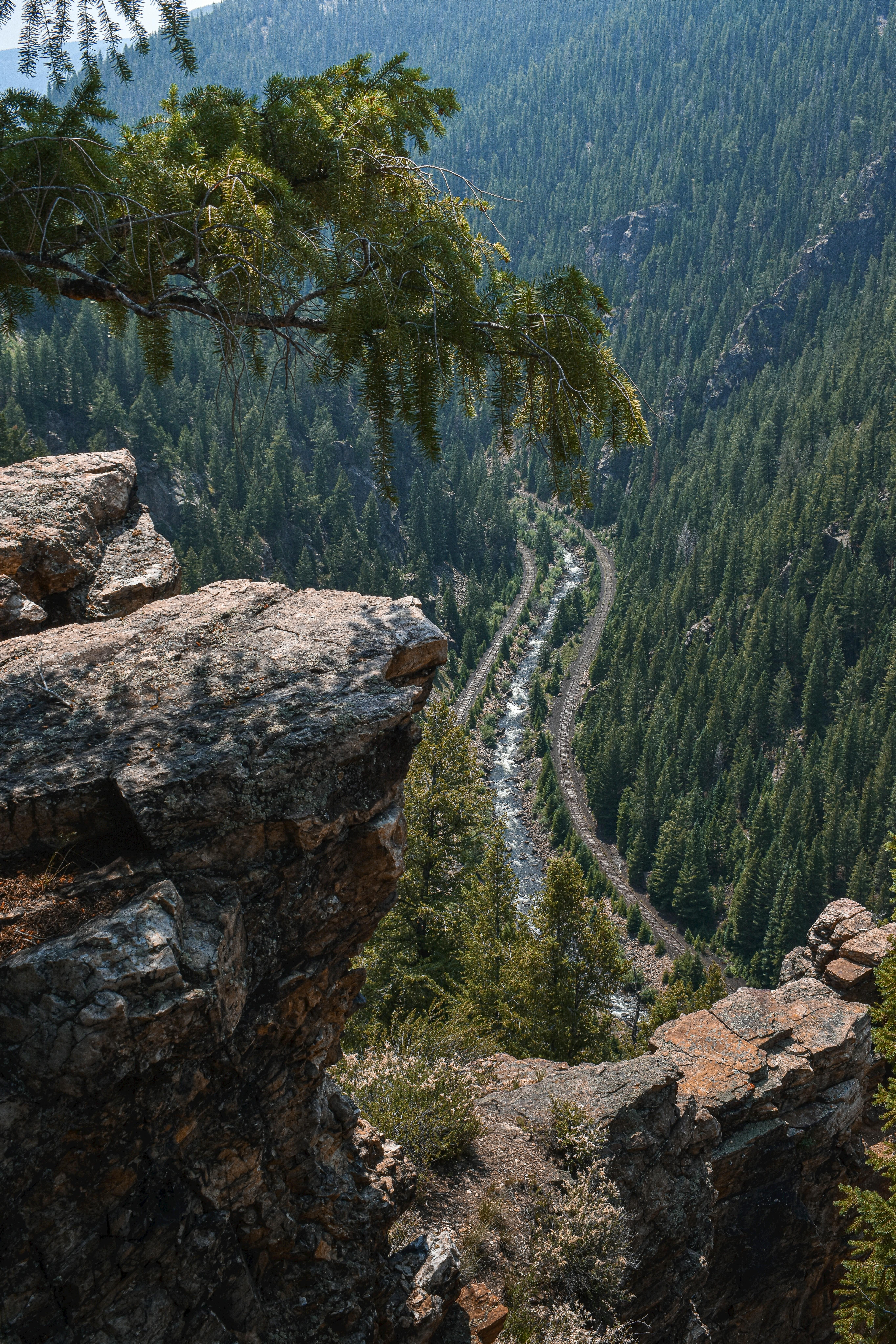 Smoke rising over a canyon landscape near a closed campground
