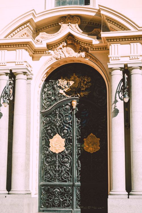 Free Intricate iron gate at a historic building entrance in Buenos Aires, Argentina. Stock Photo