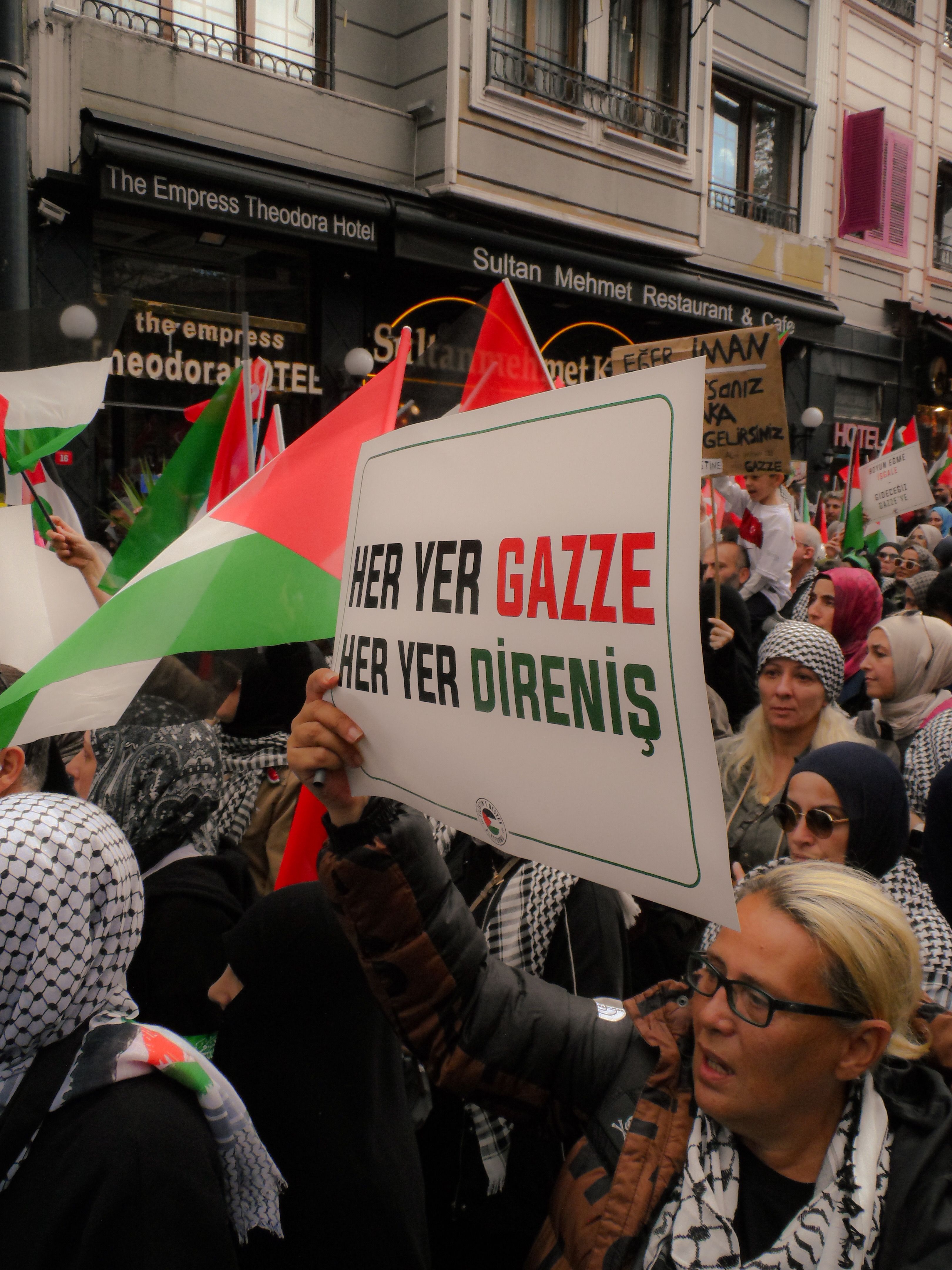 Crowd Demonstration with Flags and Signs in City Street · Free Stock Photo