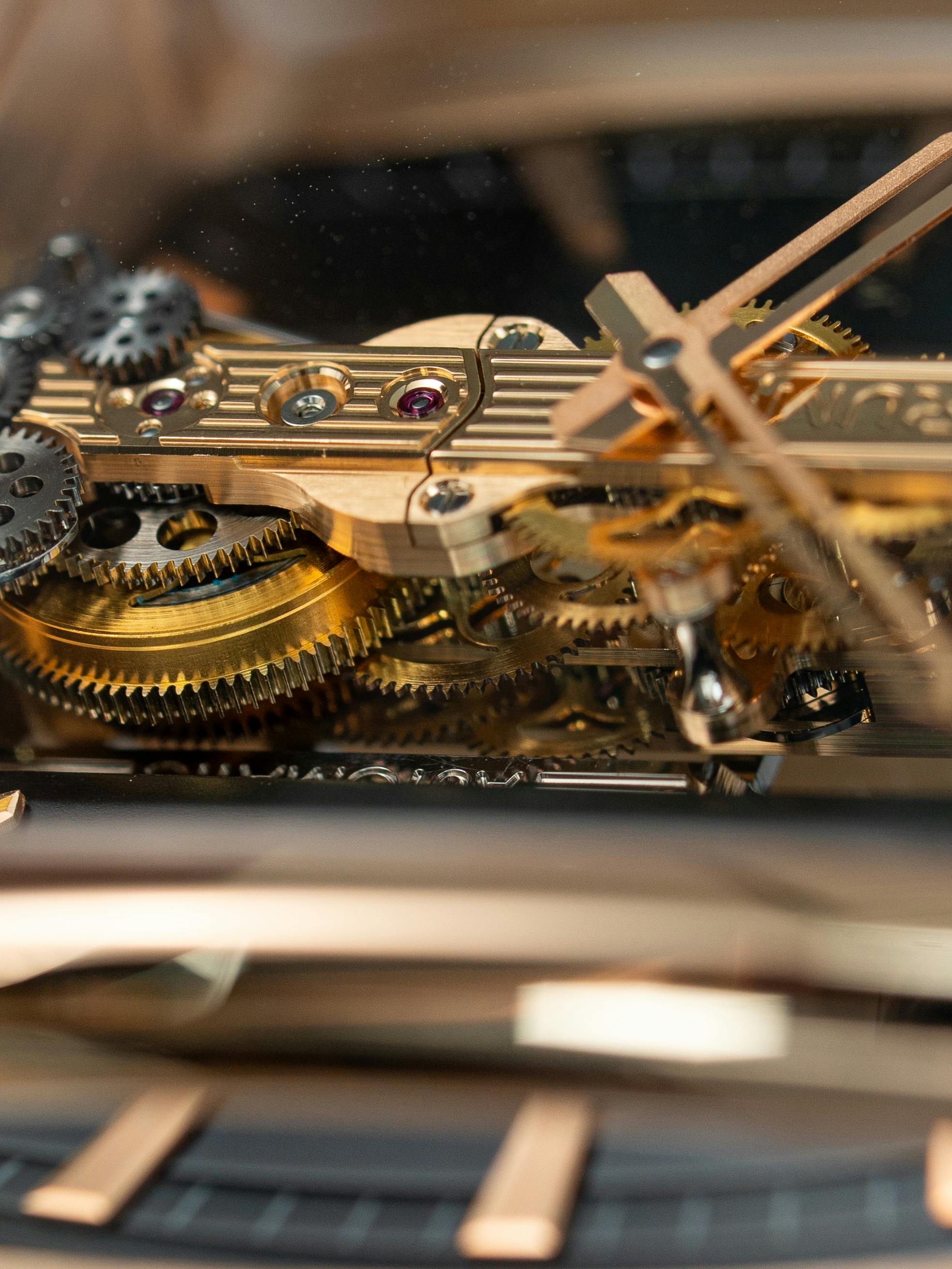 Close-up of elegant watch gears and mechanisms