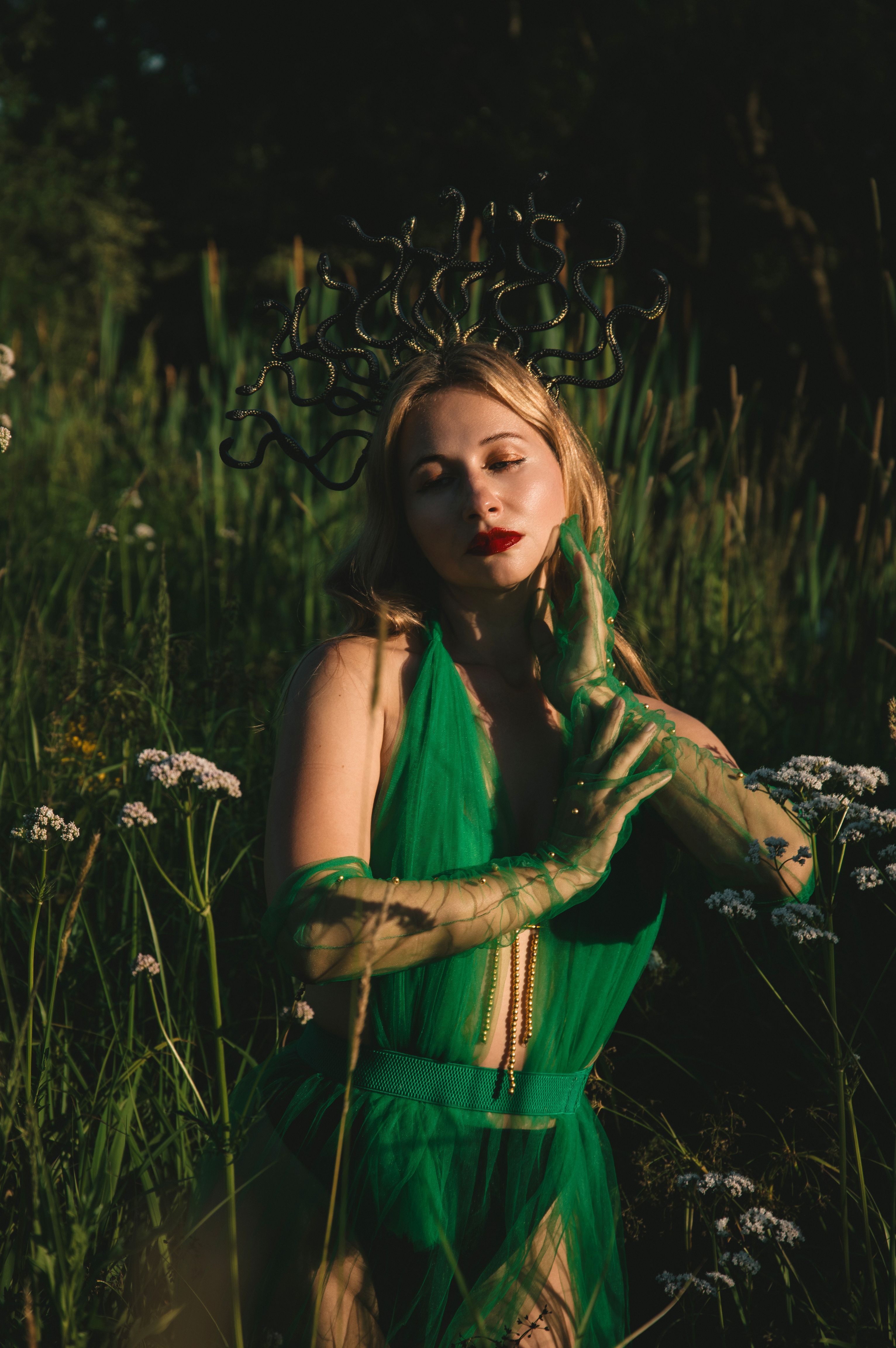 natural green dress Brooklyn Bridesmaids Dress in Forest Green Satin main image 1