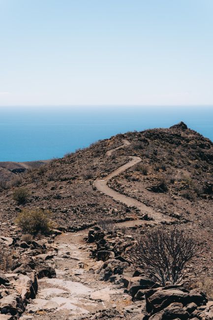 Explore a remote hiking trail with breathtaking ocean views in Alajeró, Canary Islands, Spain.