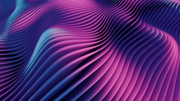 A captivating 3D abstract wave pattern with vibrant purple and blue hues.