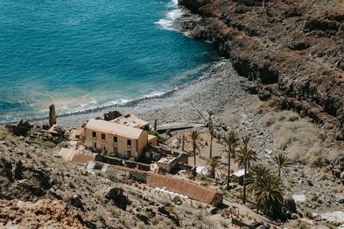 Free Discover the abandoned coastal ruins in Alajeró, Canary Islands, with dramatic seaside views. Stock Photo