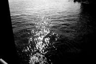 单色图像描绘了水面上闪闪发光的倒影