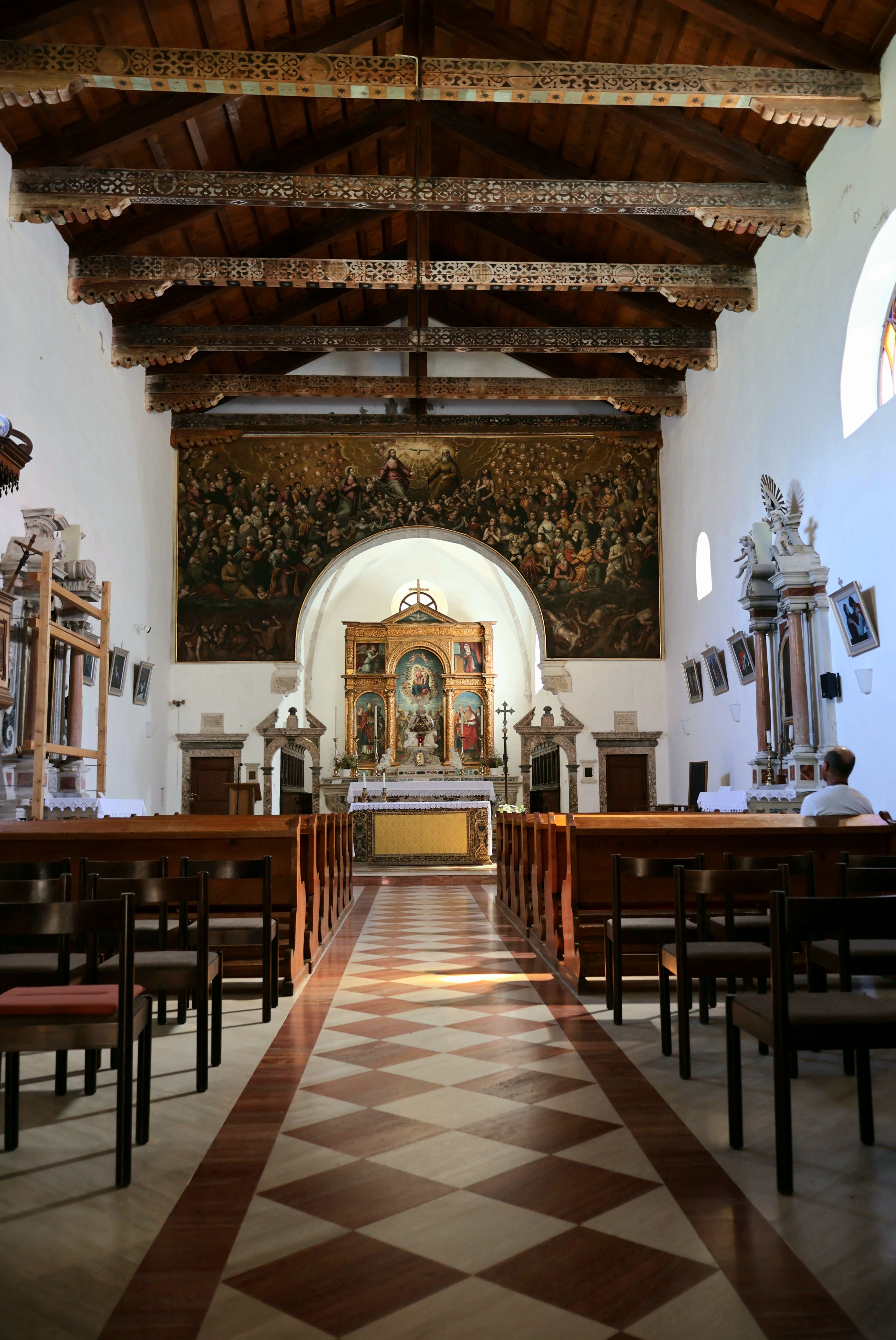 Historic Church Interior with Ornate Wooden Ceiling · Free Stock Photo