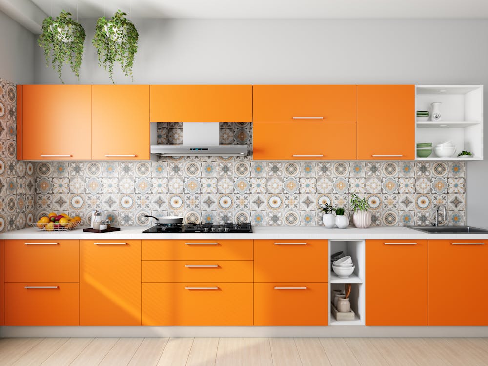 White and Brown Wooden Kitchen Cabinet