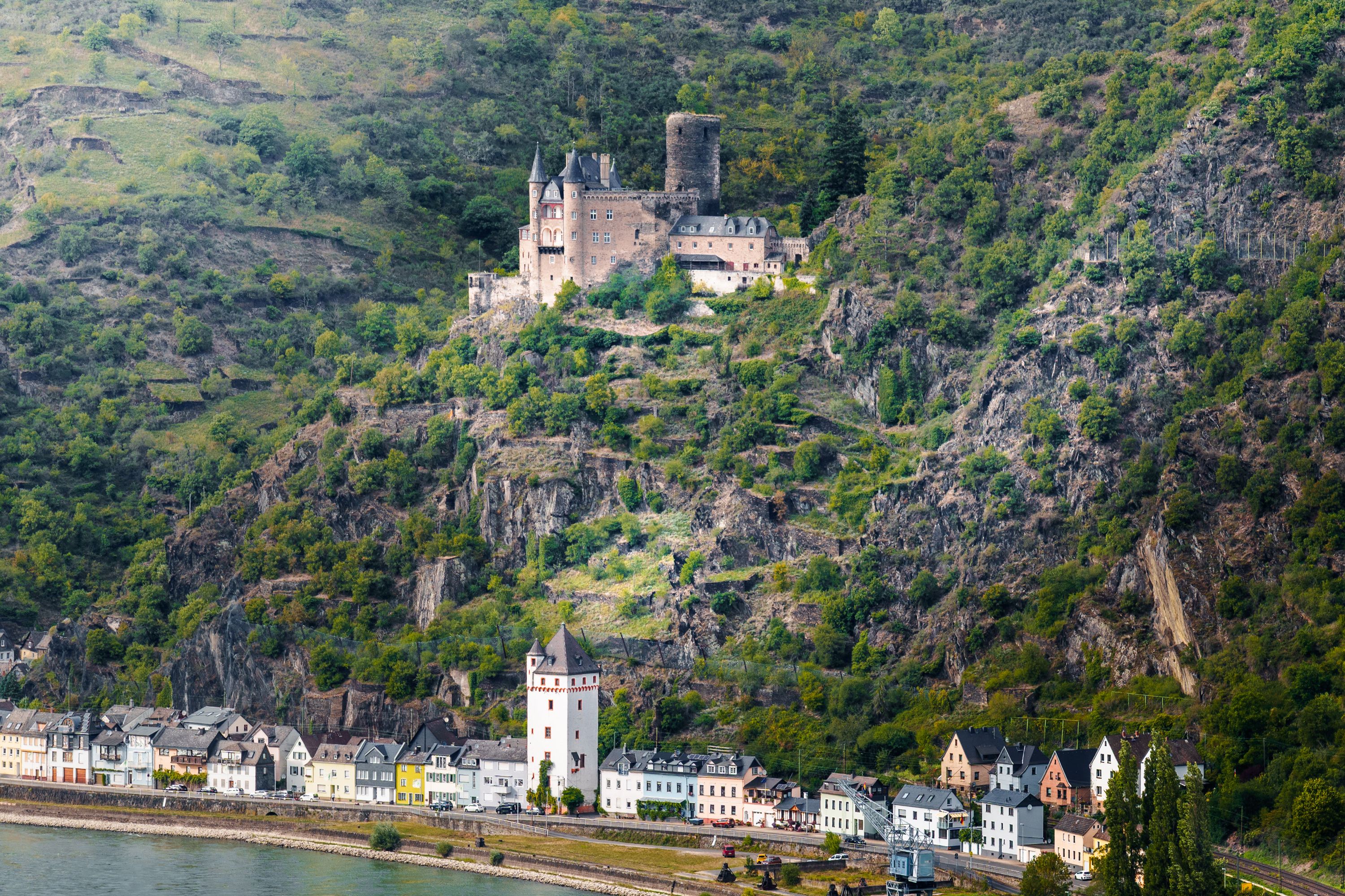 Scenic View of Katz Castle Overlooking Rhine River · Free Stock Photo
