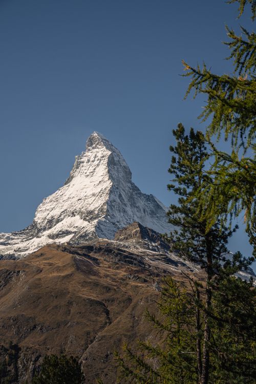 Free Breathtaking view of the iconic Matterhorn mountain peak in Zermatt, Switzerland. Stock Photo