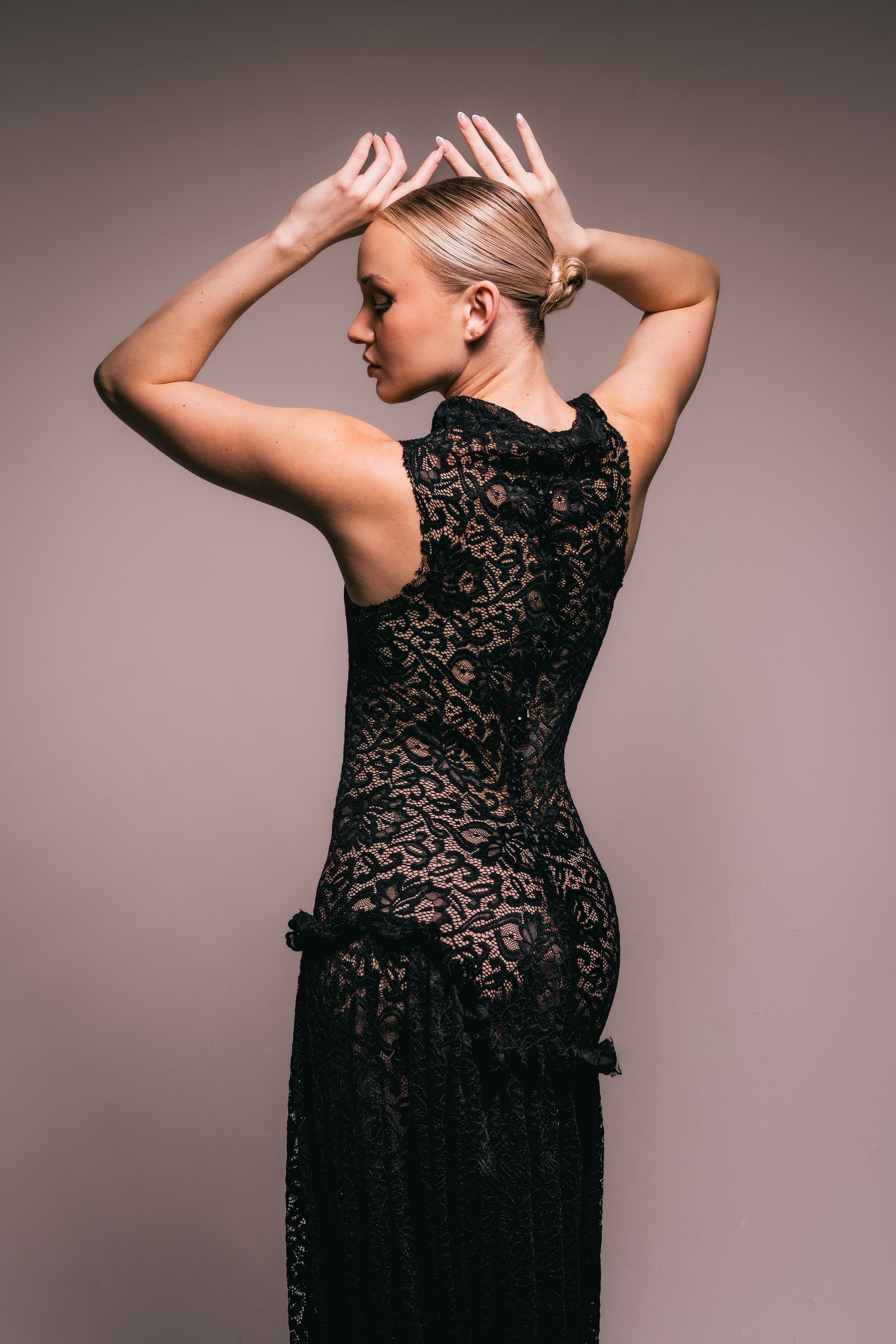 Lace trim midi dress for church