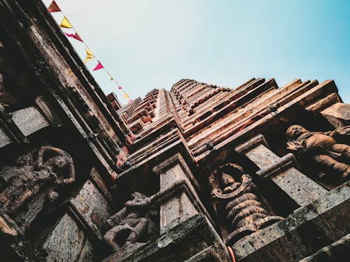 Worms-eye-view Photography of Brown Temple
