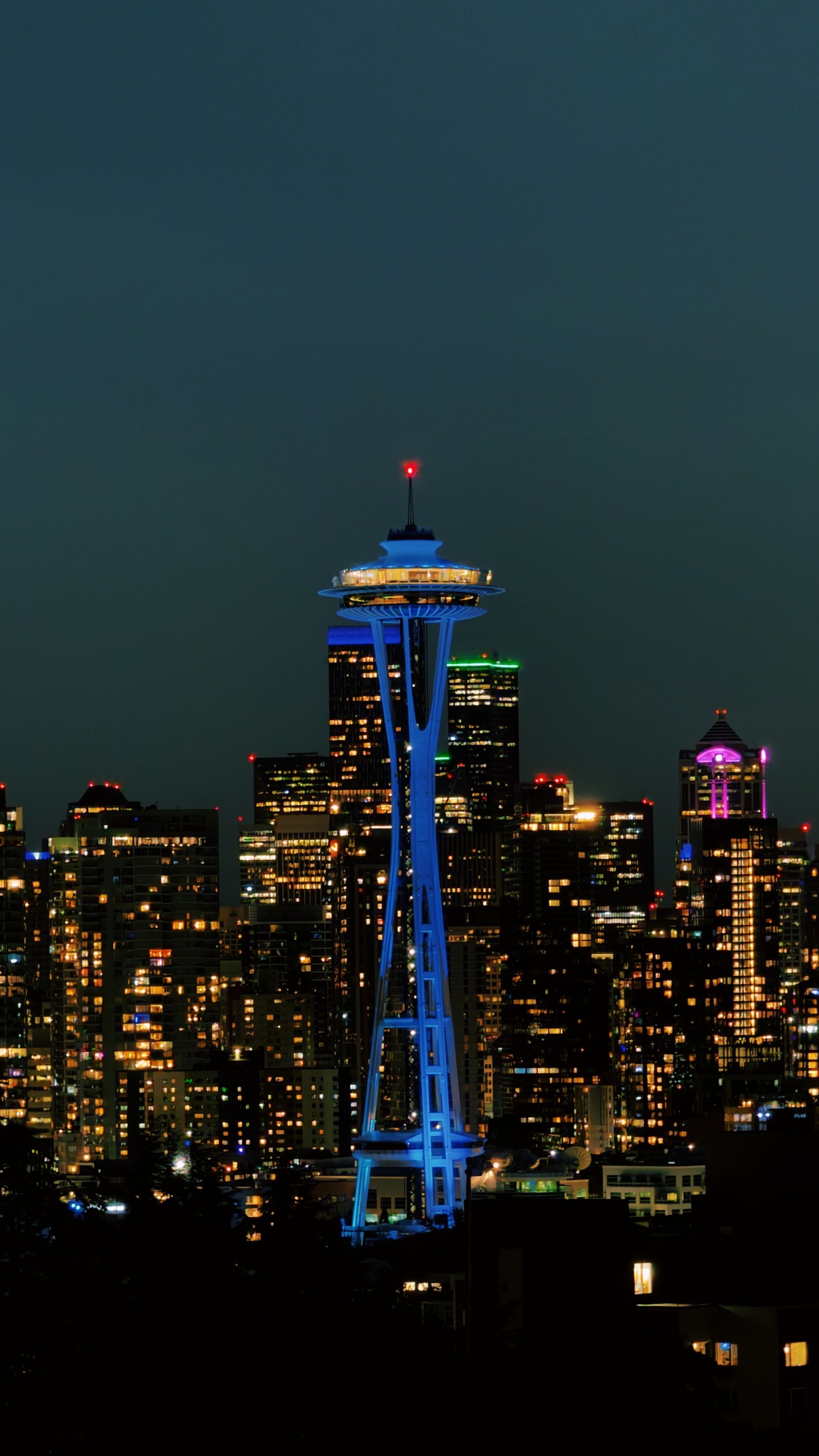 Seattle Space Needle Skyline at Night · Free Stock Photo
