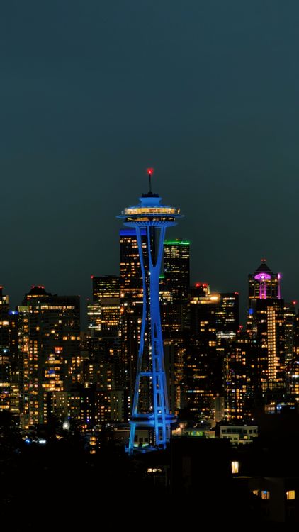 Seattle Space Needle Skyline at Night · Free Stock Photo