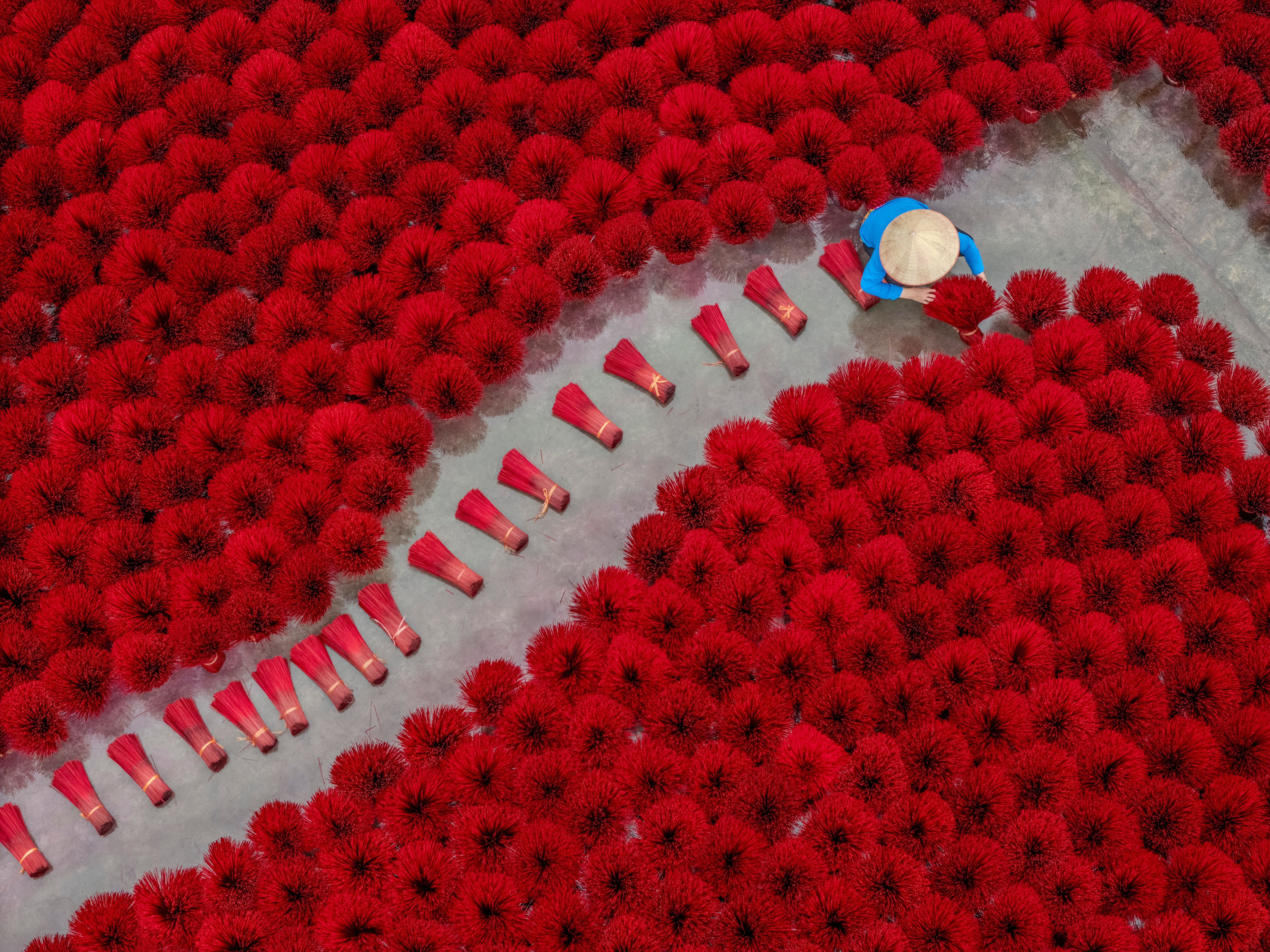 Aerial View of Incense Production in Vietnam · Free Stock Photo