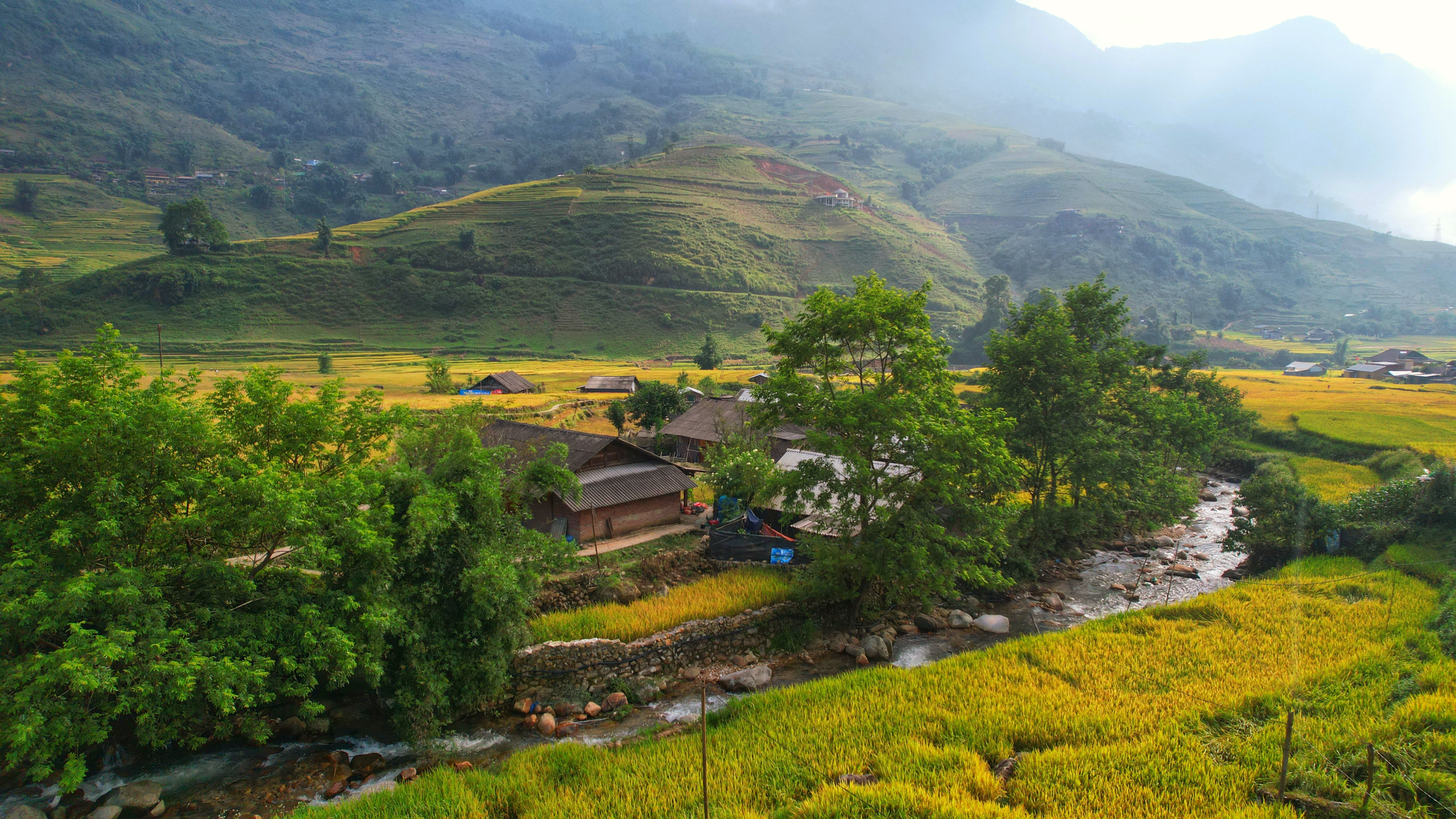 Travelers trekking through rice terraces in Sapa, Vietnam, highlighting the need for adventure sports coverage.