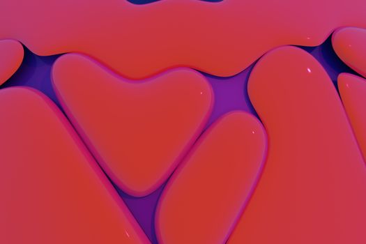 Colorful 3D abstract art featuring heart shapes, perfect for backgrounds and wallpapers.