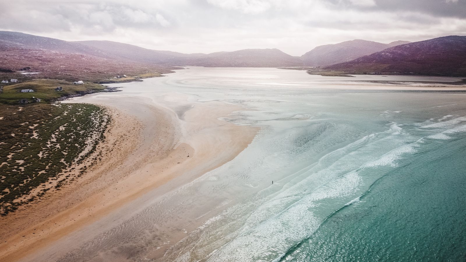 Beach and hills on the Isle of Harris in the Outer Hebrides