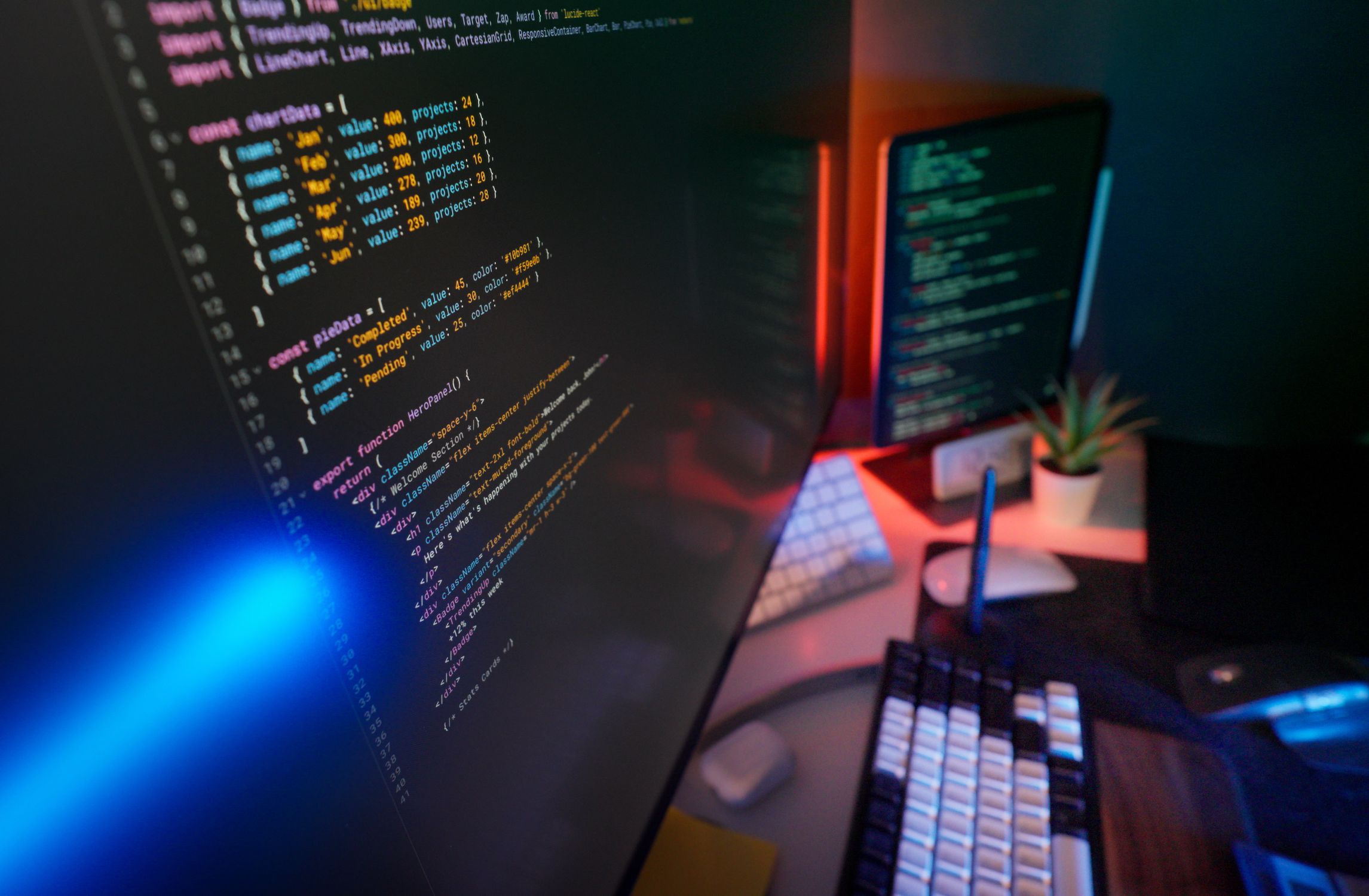 Colorful Computer Programming Workspace Setup · Free Stock Photo