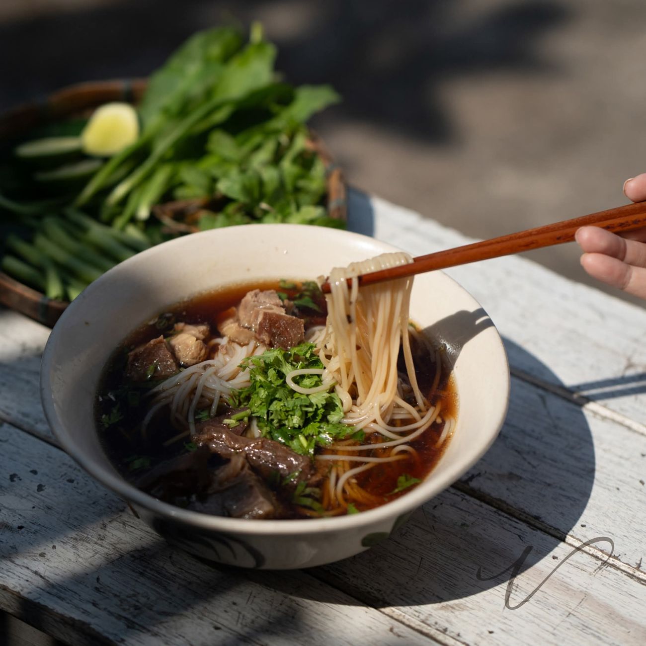 Asian noodle soup bowl.