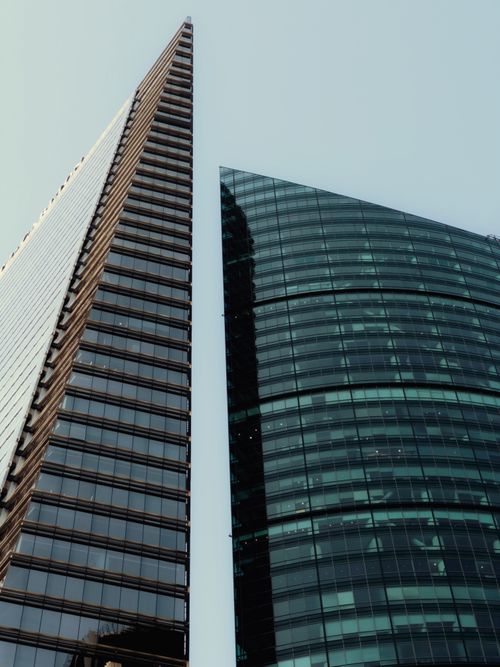 Free Captivating view of two modern skyscrapers in Mexico City showcasing contemporary architecture. Stock Photo