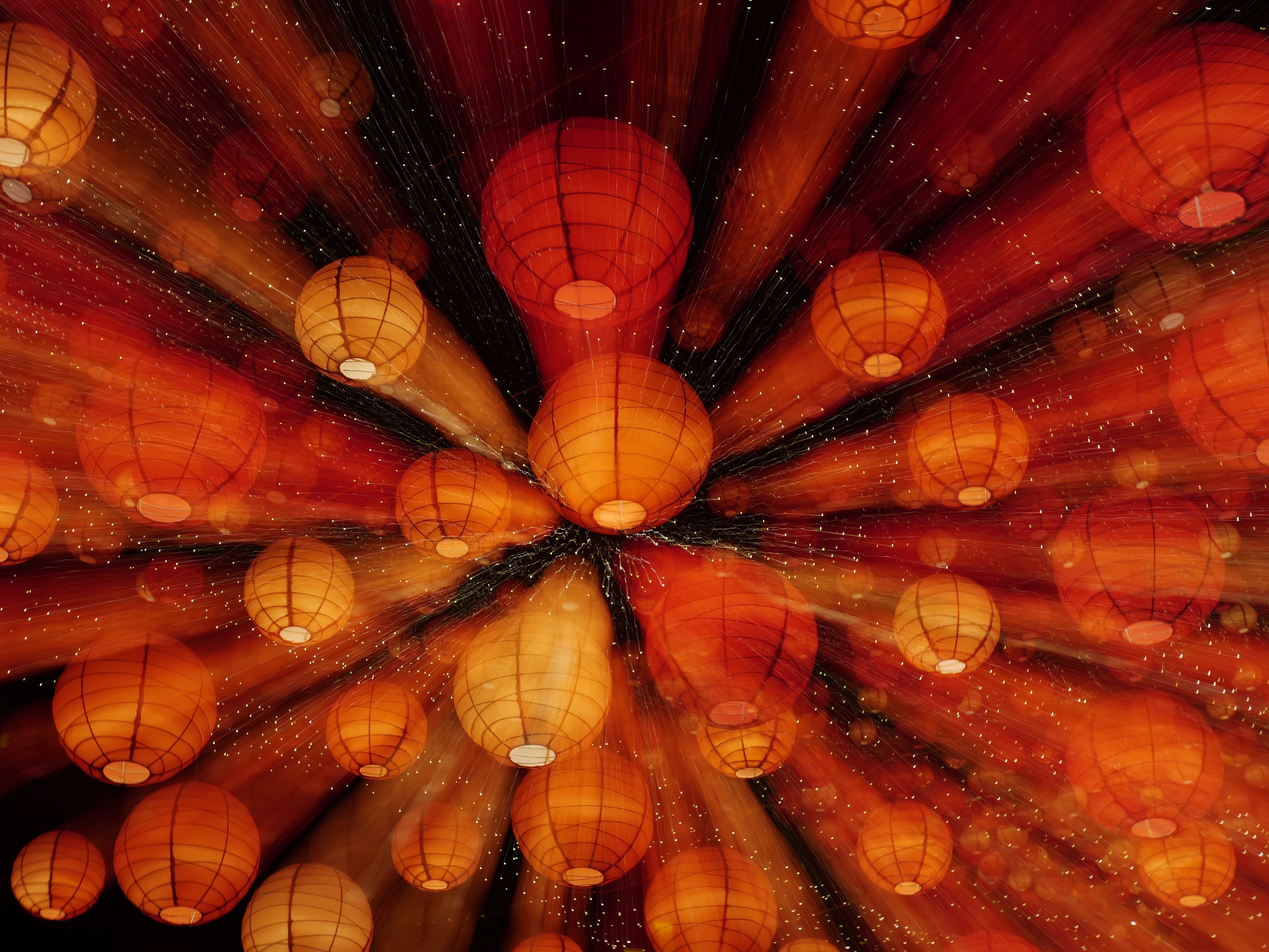 Vibrant Festival Lanterns Illuminating the Night Sky · Free Stock Photo