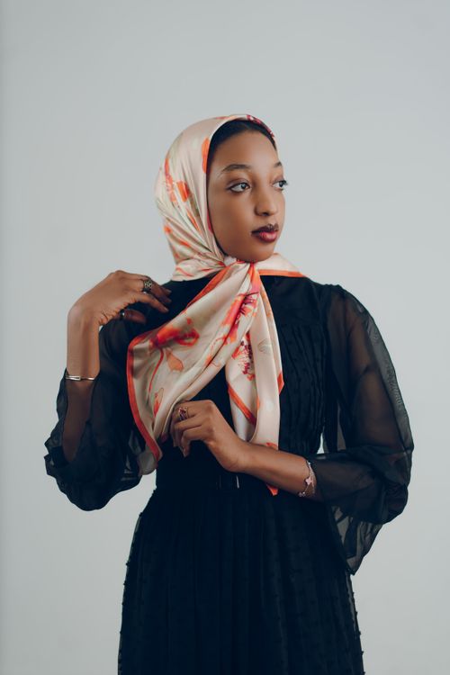 how to wear a chiffon scarf with a dress Black Satin Maxi Dress With Chiffon Scarf