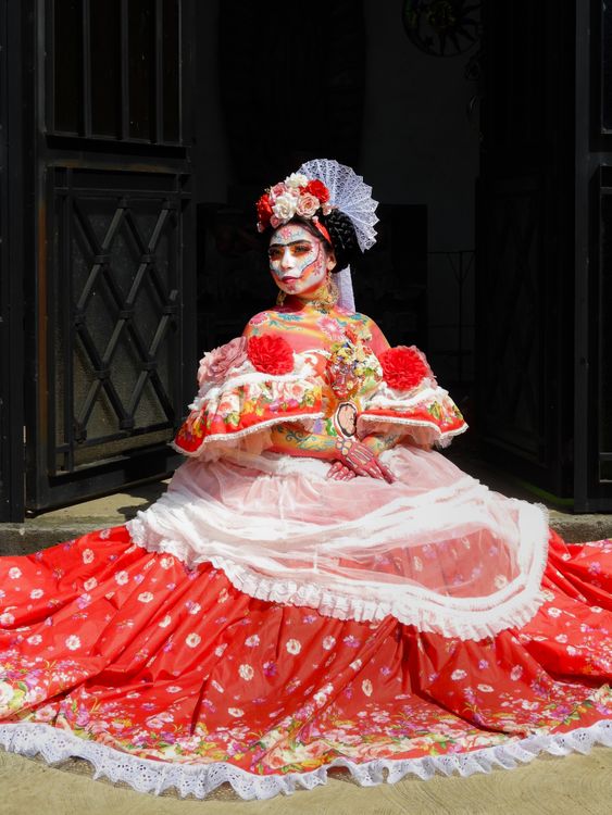 catrina dress La Halo Crown: Red Roses, Sacred Heart, Day Of The Dead Headpiece Let me create your one of kind costume Prices starting at $1 Vibrant La Catrina Costume Celebration