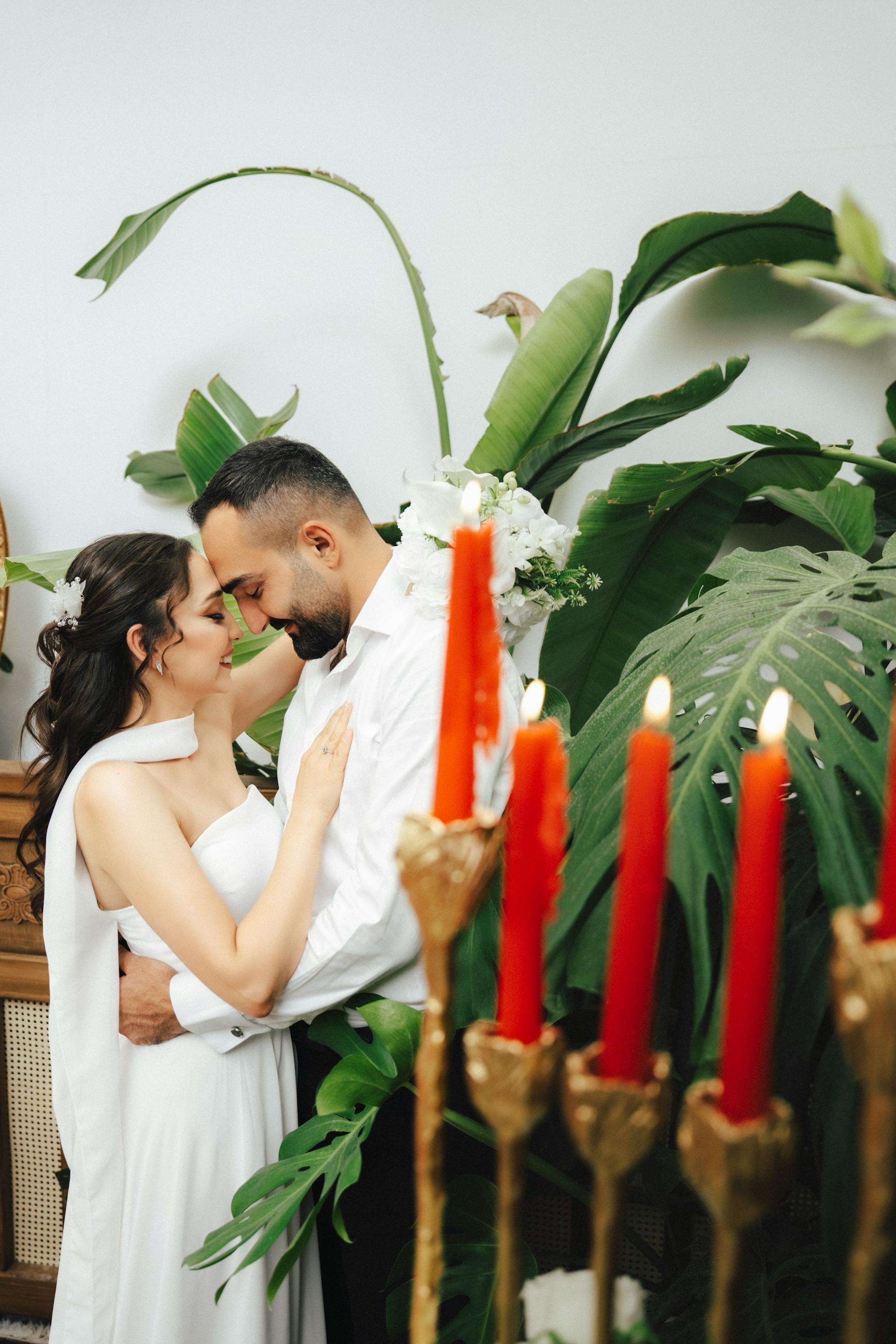 Couple celebrating wedding anniversary together