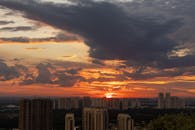 城市的天空在日落时分显得格外美丽