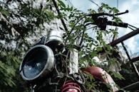 Rustic Charm of Overgrown Old Motorcycle