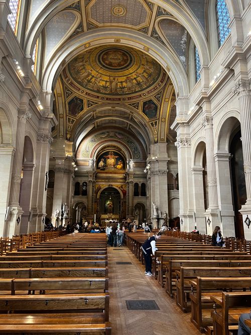 Free The majestic interior of Saint Augustine Church in Paris, France, showcasing intricate architecture. Stock Photo