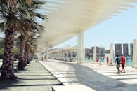 海滨长廊充满活力，拥有现代建筑和棕榈树，非常适合度假者