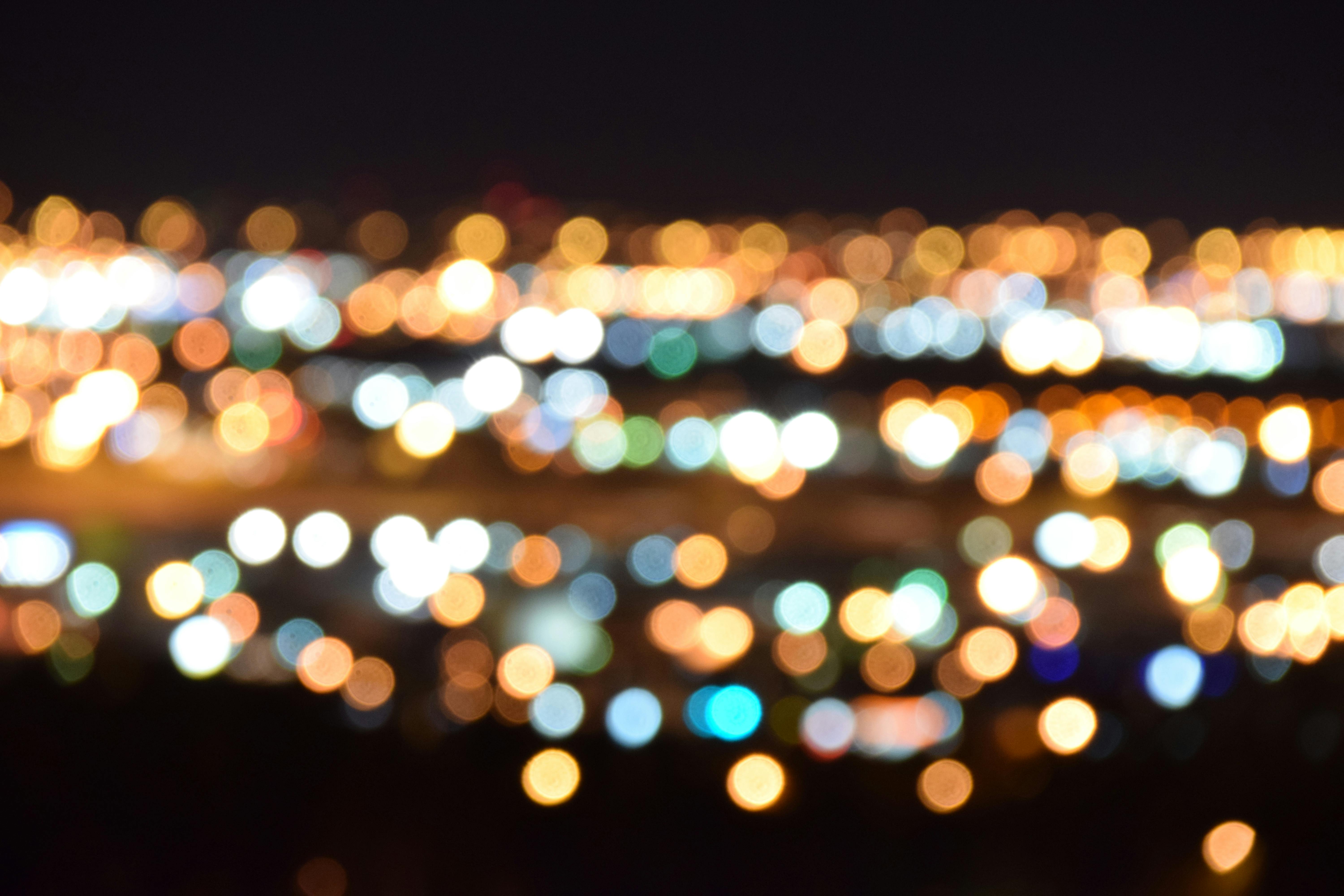 white and yellow bokeh lights digital wallpaper