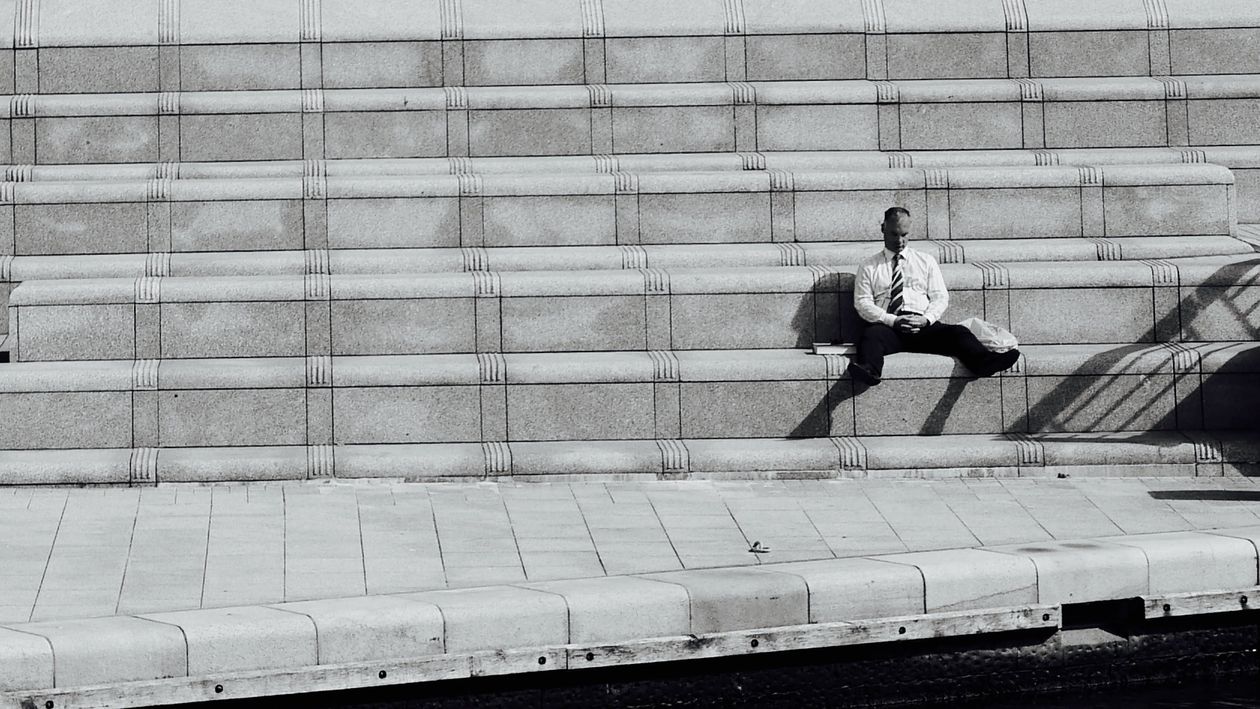 Contemplation Steps Contemplative Moment on Urban Steps · Free Stock Photo