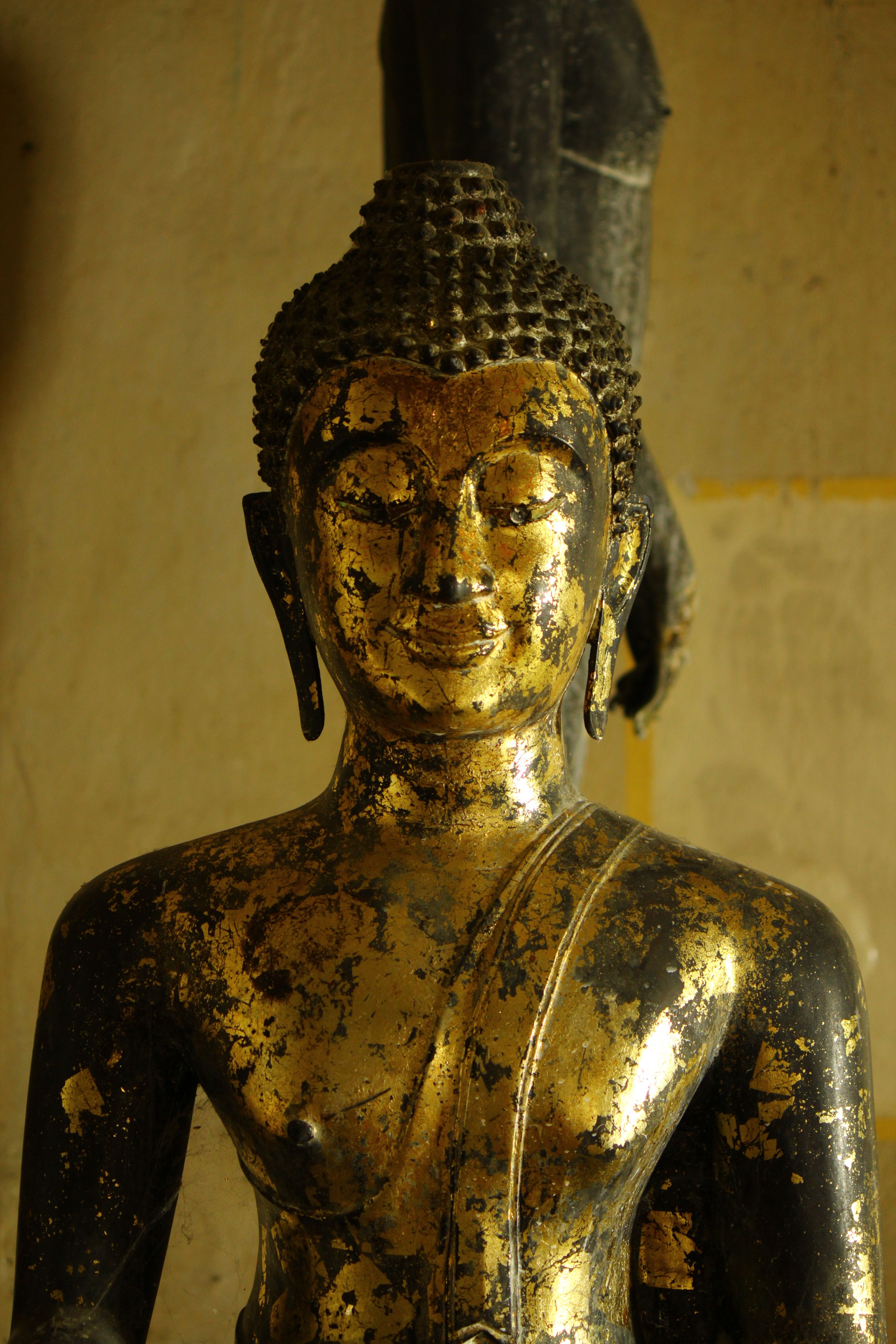 Ancient Gold Buddha Statue Close-Up Indoors · Free Stock Photo