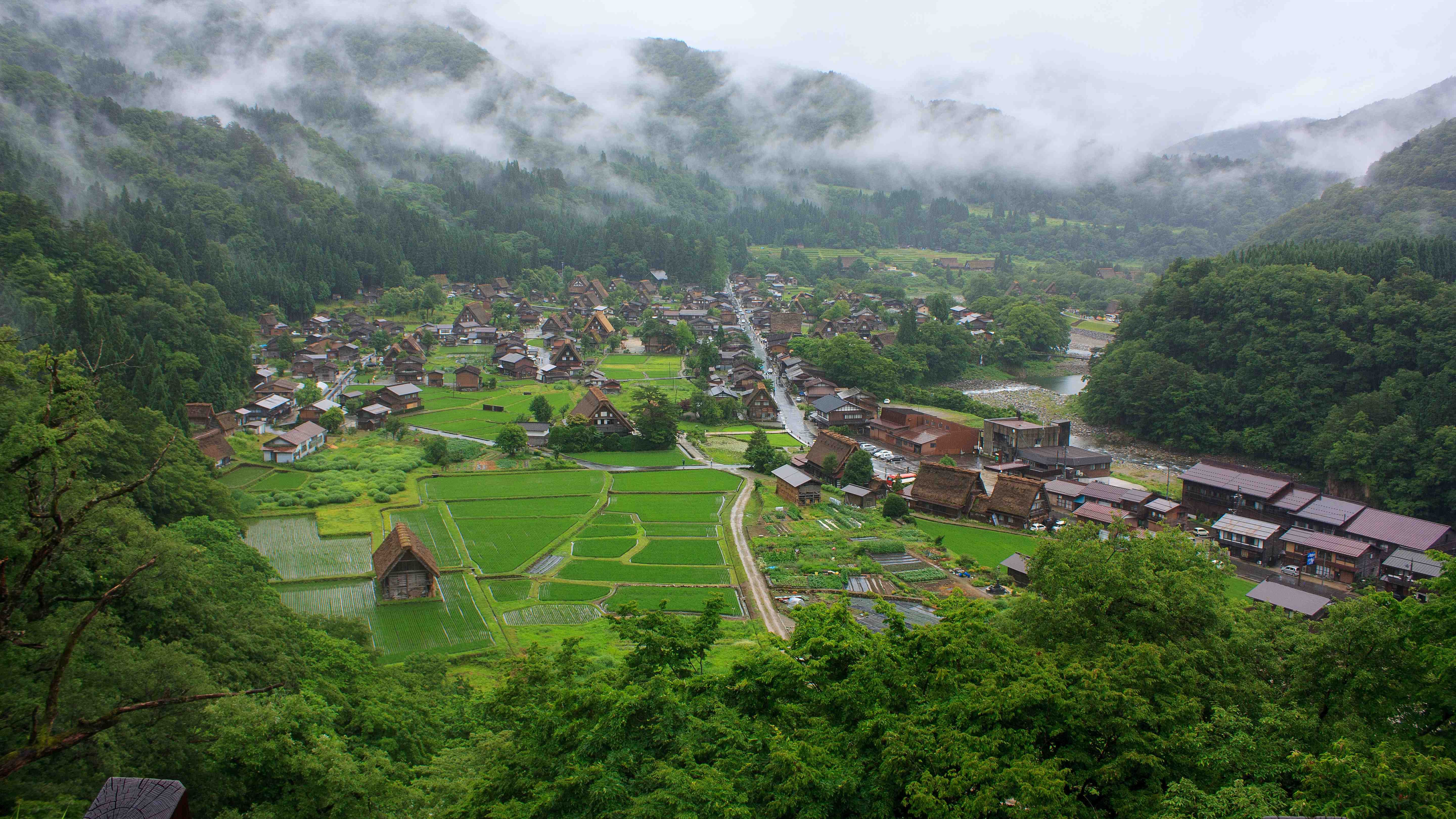 Aerial View of Traditional Village in Japanese Mountains · Free Stock Photo
