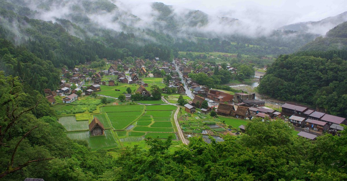 Aerial View of Traditional Village in Japanese Mountains · Free Stock Photo